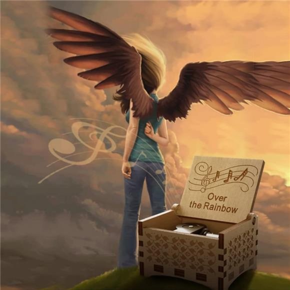 Over The Rainbow Music Box -Wind Engraved Music Cute Wood Box Best Gift - Picture 5 of 5